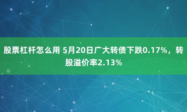 股票杠杆怎么用 5月20日广大转债下跌0.17%，转股溢价率2.13%