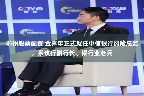 郴州股票配资 金喜年正式就任中信银行风险总监，系该行副行长、银行业老兵